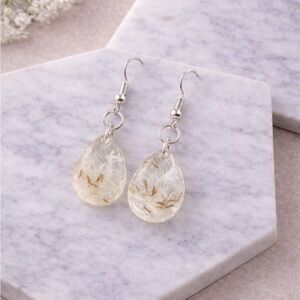 Dandelion Seed Drop Earrings, Silver Tone – Handmade Fantasy Jewelry